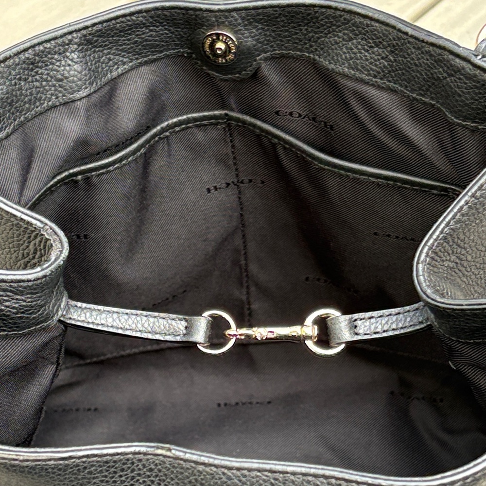 Coach Edie 28 Pebbled Black Leather Shoulder Bag - Picture 6 of 11